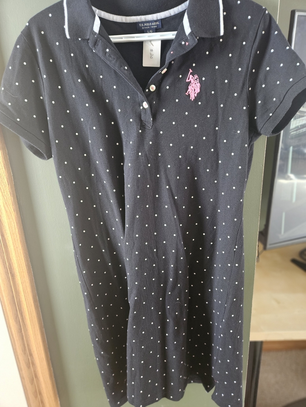 U.S. Polo Assn. Ladies Black Polo Dress with Pink Logo